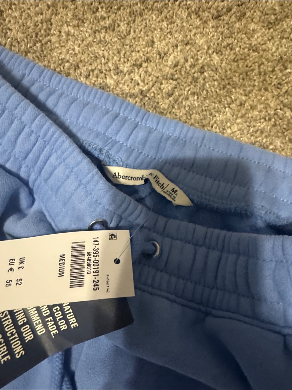 Abercrombie & Fitch Light Blue Fleece Joggers - Picture 3 of 5